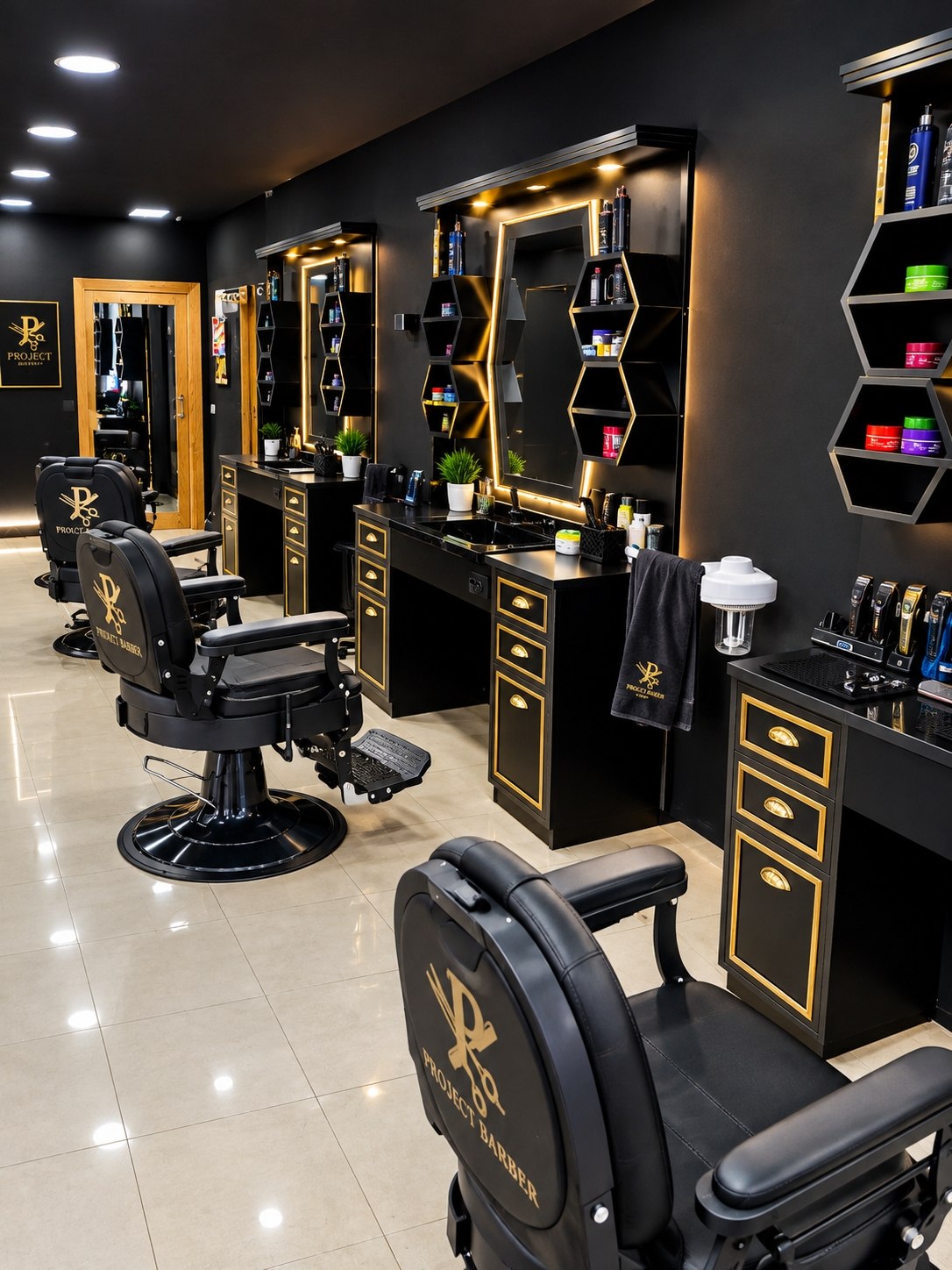 Interior de la barbería Proyect Barber